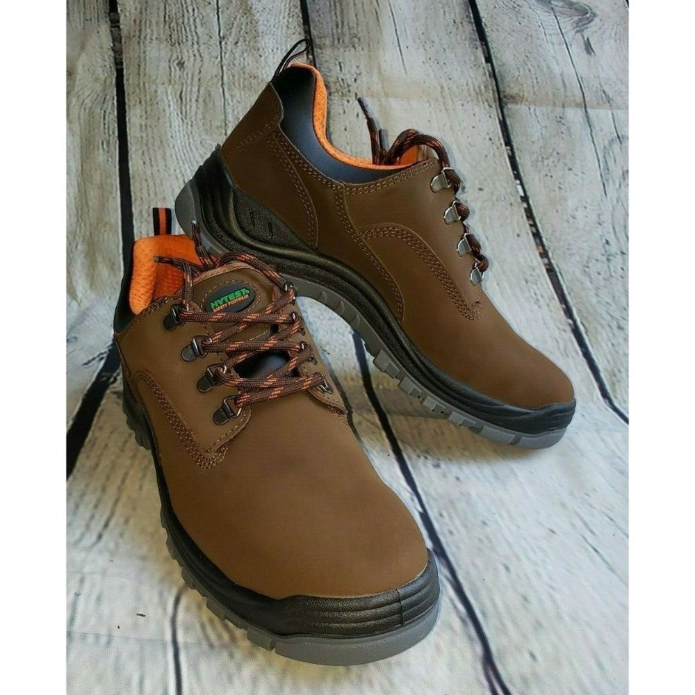 Hy Test Men's Safety Footwear Sz 10 Brown K10751 Steel Toe Lithium Oxford NIB